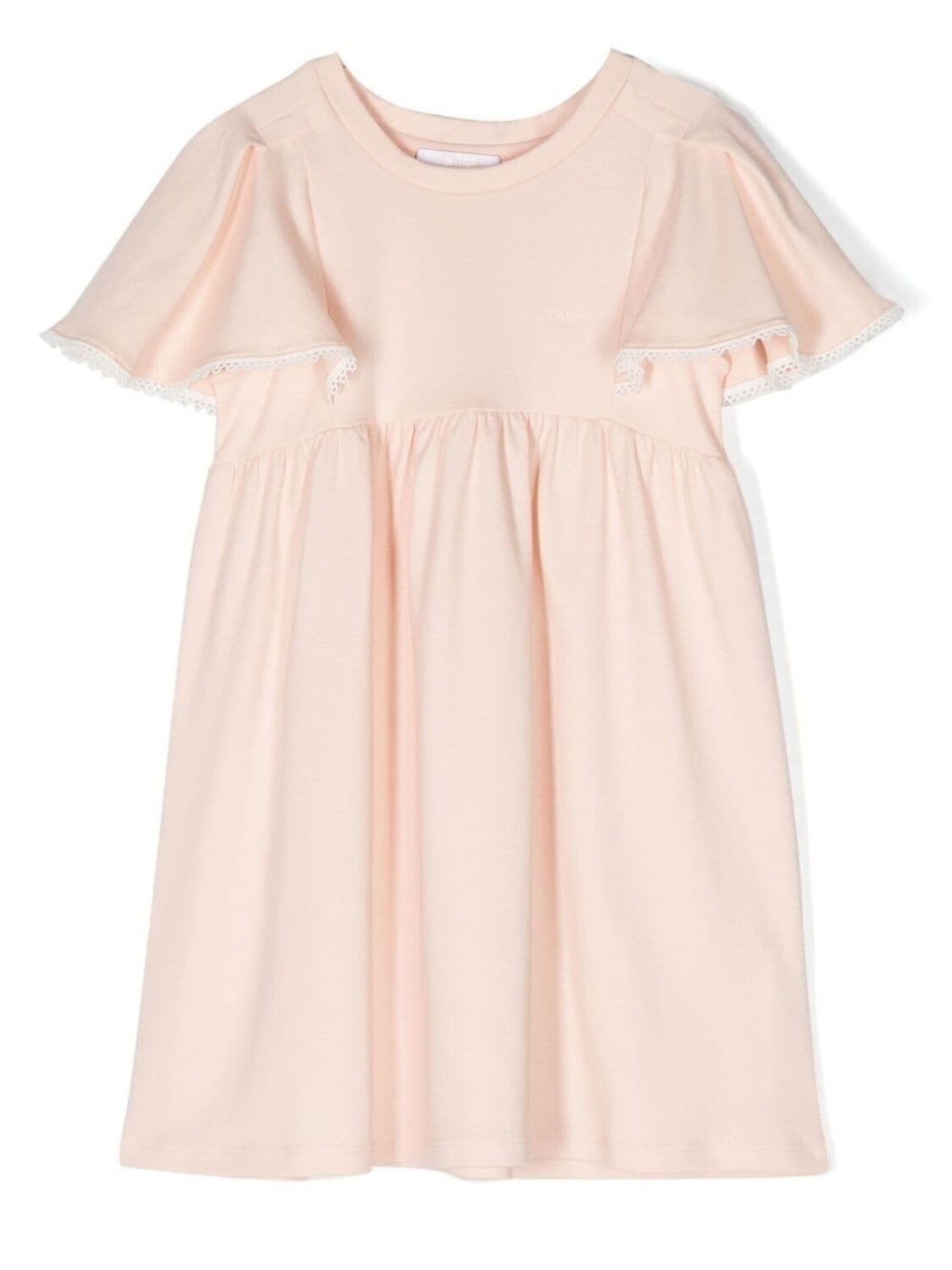 

Chloé Kids flutter-sleeve cotton dress, розовый