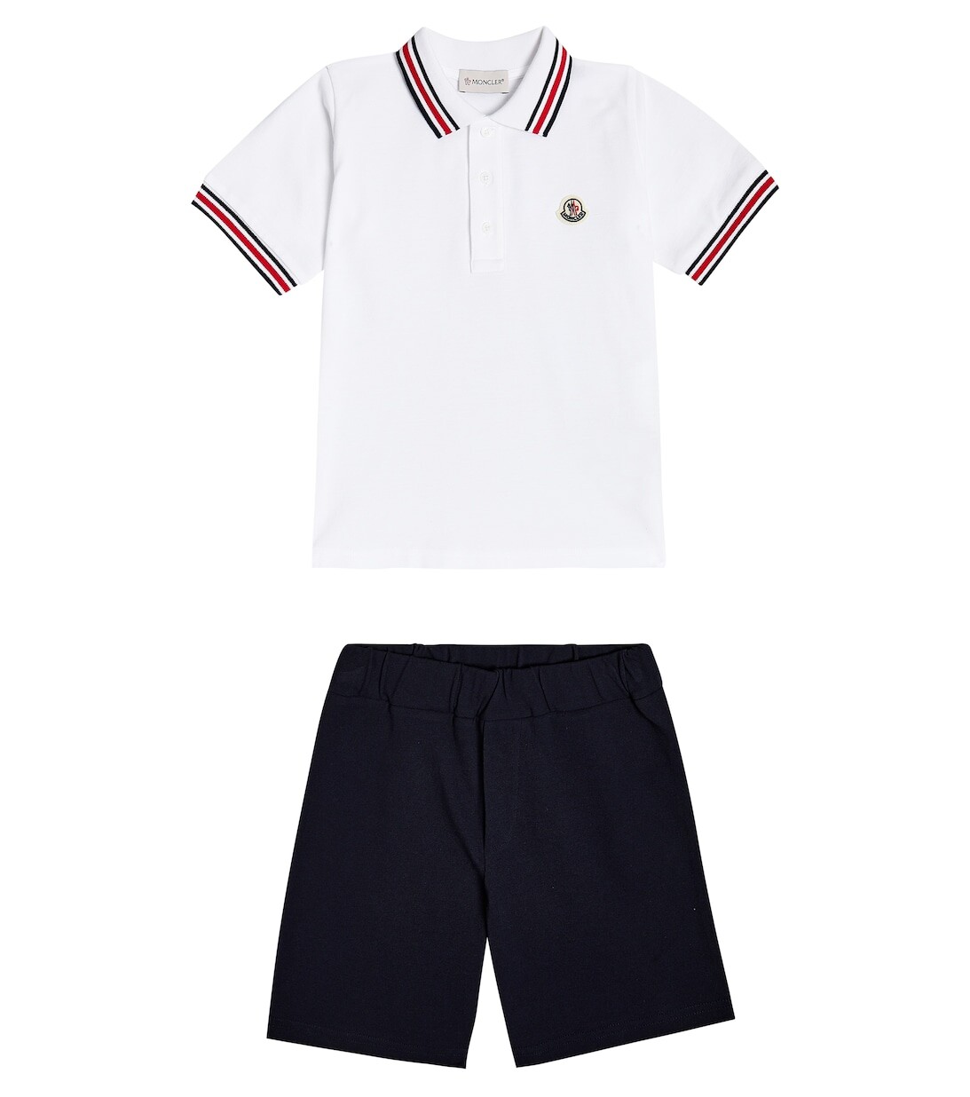 

Хлопковая рубашка поло с шортами Moncler Enfant, белый