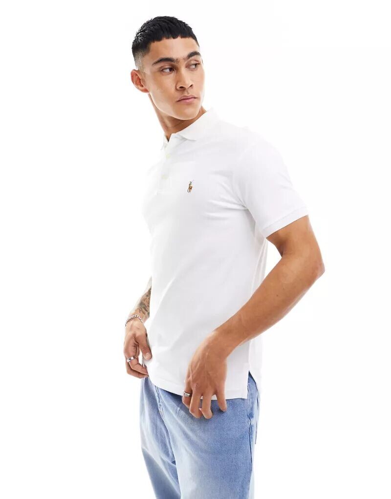 

Белая рубашка-поло с короткими рукавами Polo Ralph Lauren