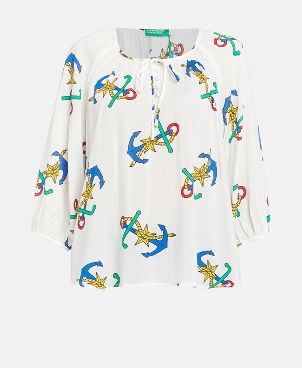 

Рубашка блузка United Colors of Benetton, белый