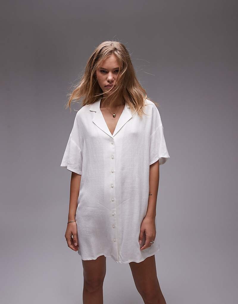 

Topshop – Льняное платье-рубашка Souvenir цвета слоновой кости