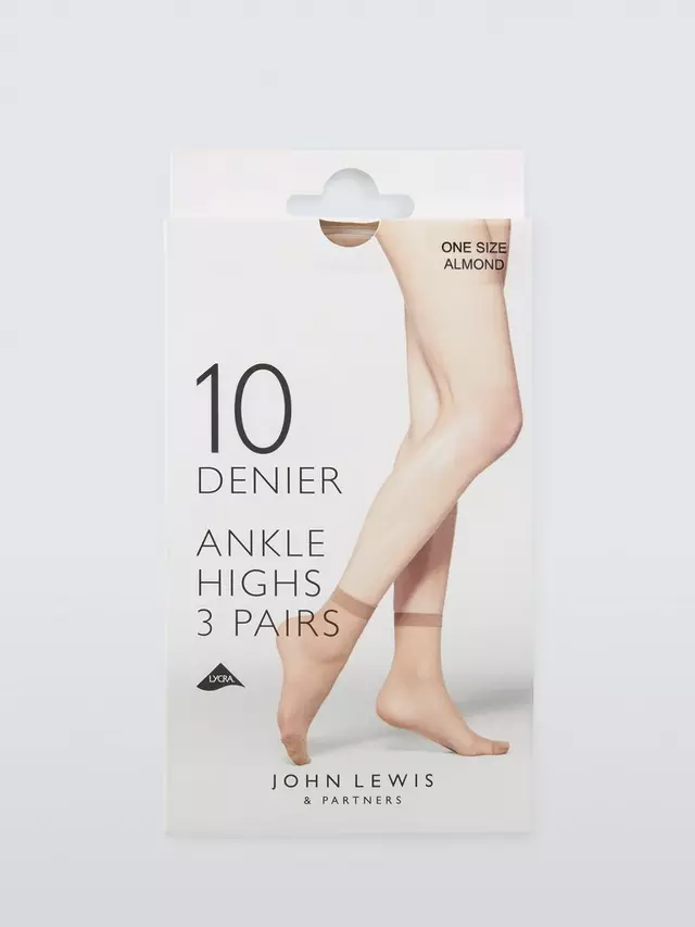 

Тайтсы John Lewis 10 Denier Ankle-High 3 шт, цвет almond