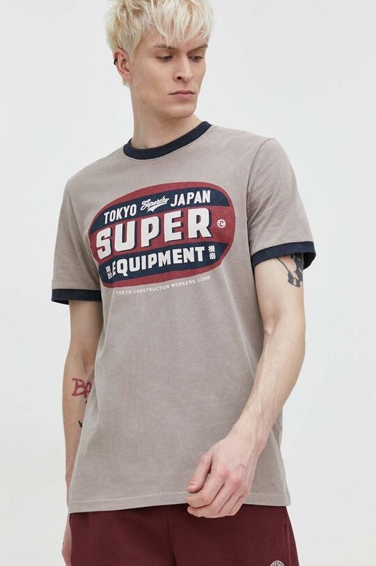 

Хлопковая футболка Superdry, бежевый