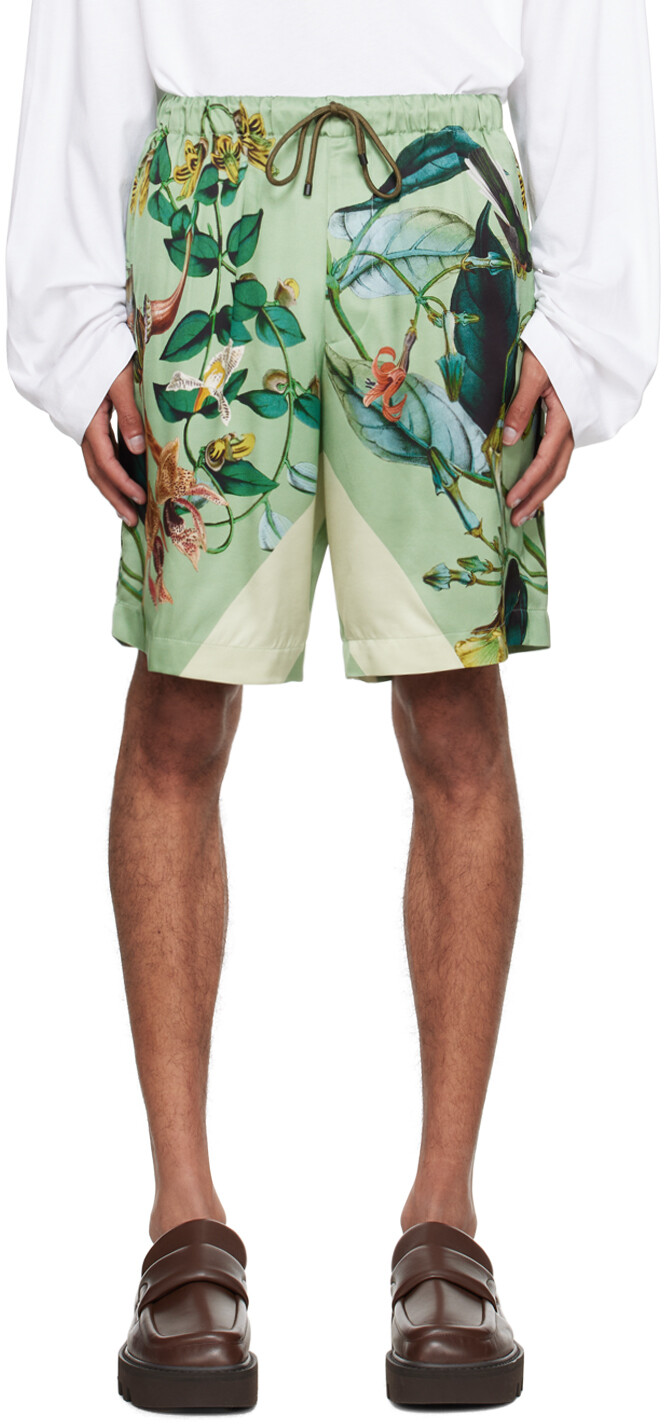

Зеленые шорты с принтом Dries Van Noten