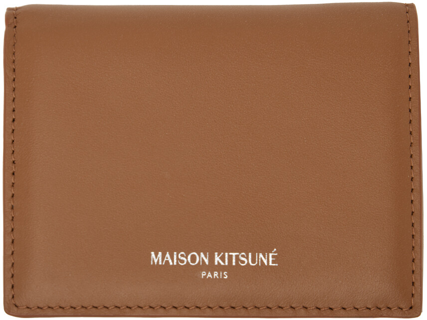 

Коричневый кошелек тройного сложения, золотой Maison Kitsune