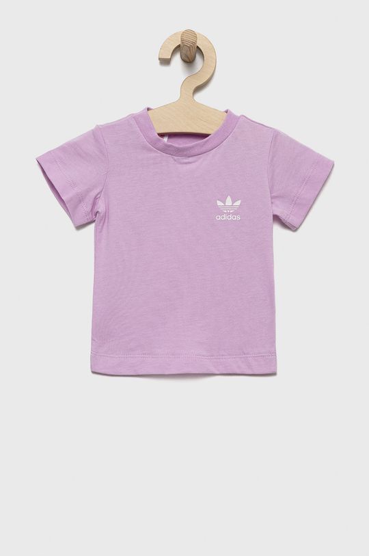 Хлопковая футболка для детей adidas Originals, фиолетовый цена и фото