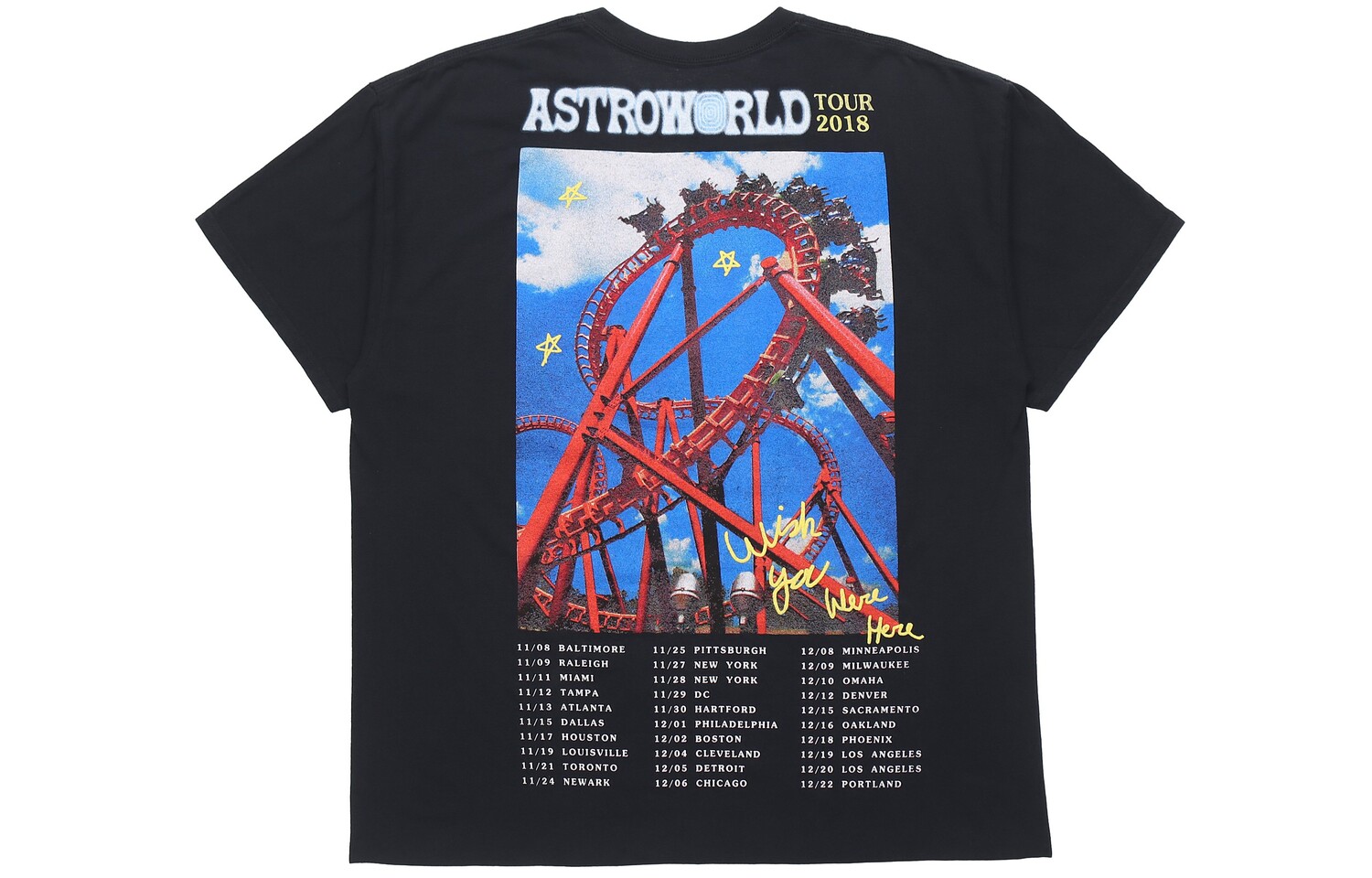 

Черная футболка унисекс с круглым вырезом Travis Scott Cactus Jack Astroworld Printing