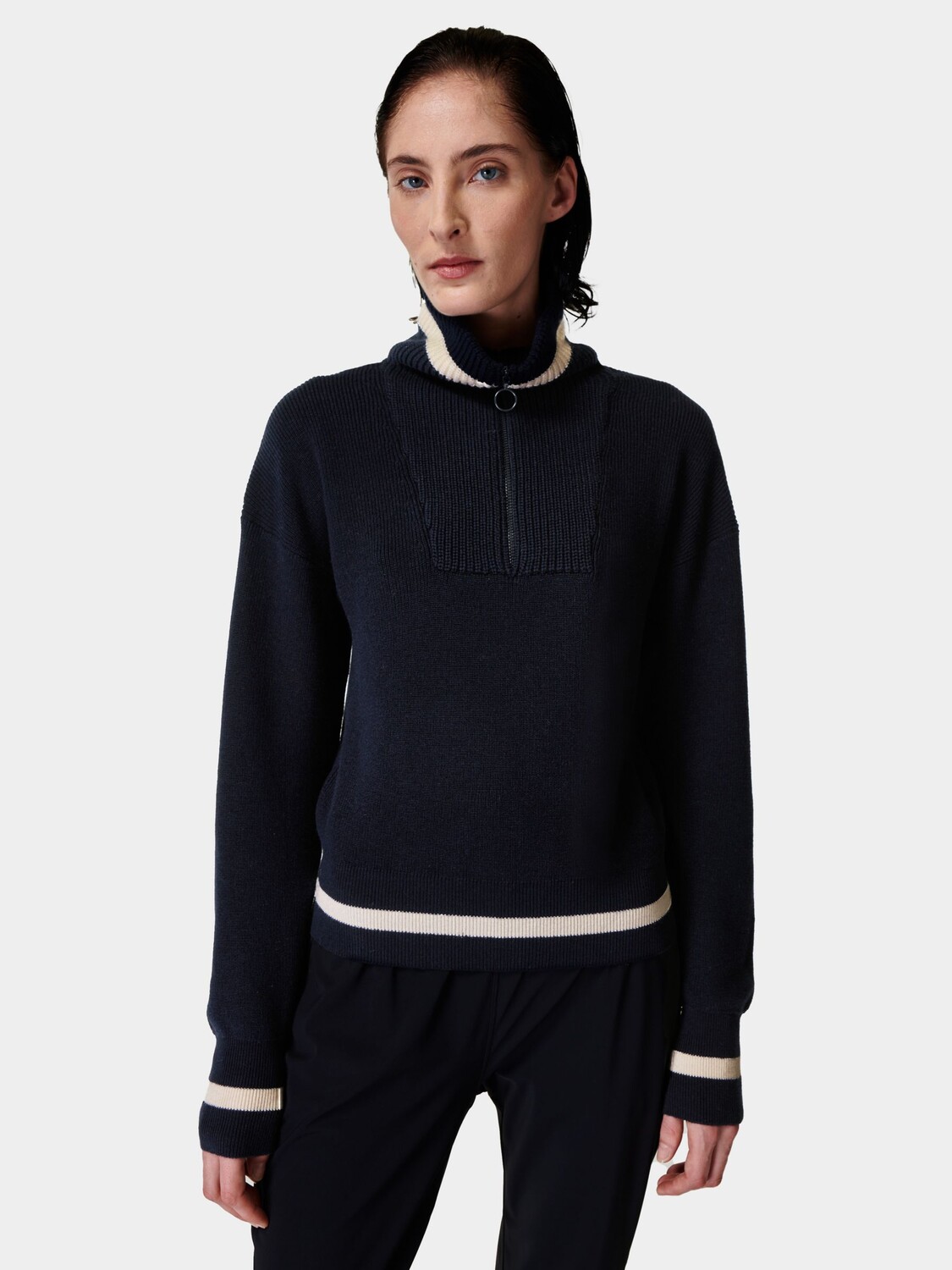

Джемпер с молнией до половины длины Sweaty Betty Modern, темно-синий французский цвет