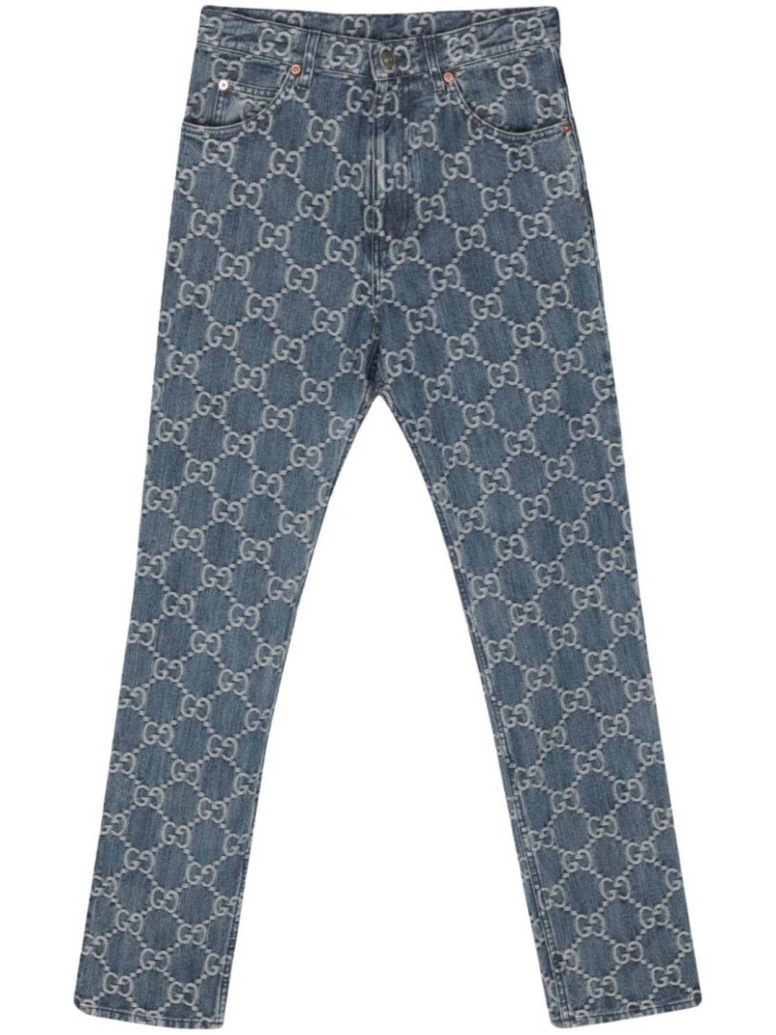 

Gucci прямые джинсы с узором GG, синий