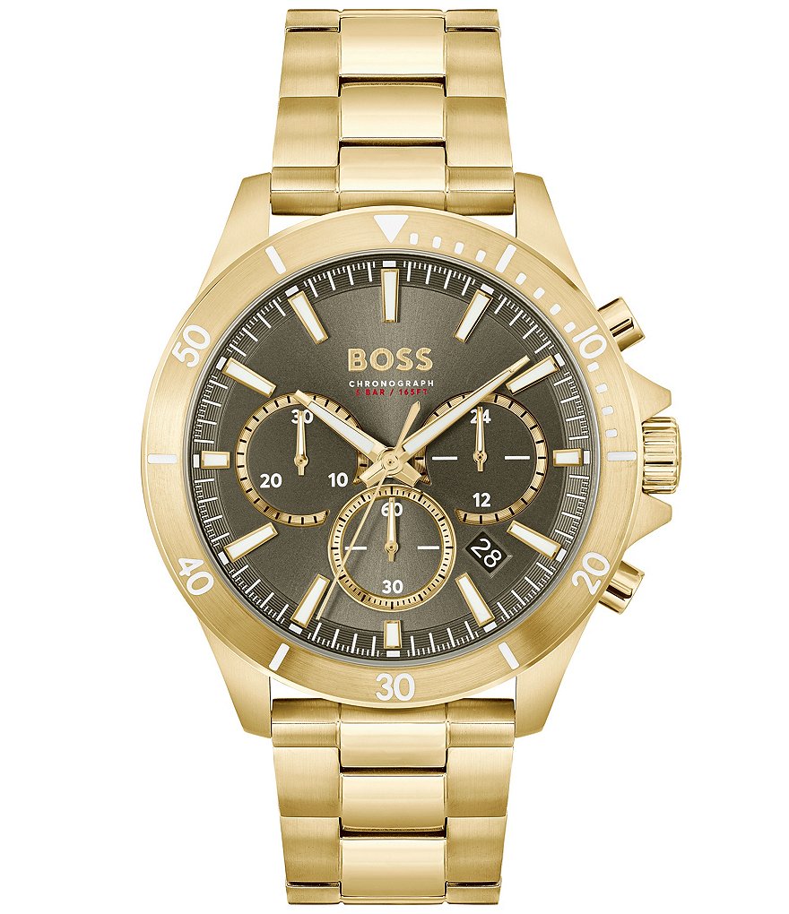 Мужские часы Hugo Boss Troper с кварцевым хронографом и золотым браслетом из нержавеющей стали, золотой часы наручные expose hugo золотой