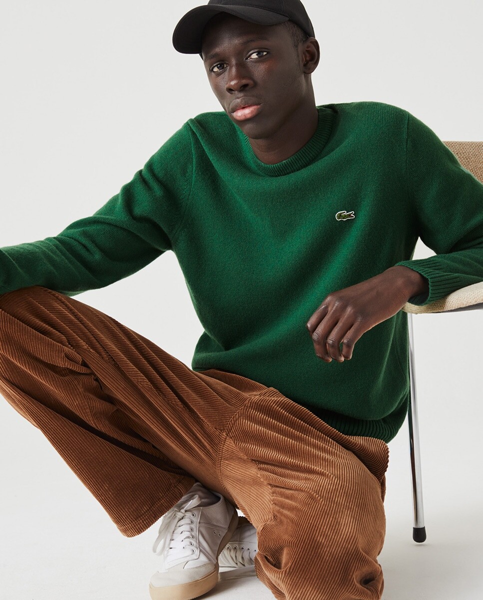 

Мужской шерстяной свитер с круглым вырезом Lacoste, зеленый