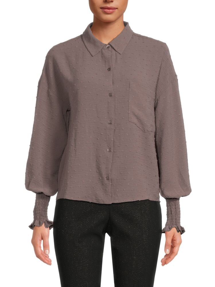

Рубашка на пуговицах в горошек Swiss Laundry By Shelli Segal, цвет Mocha Brown