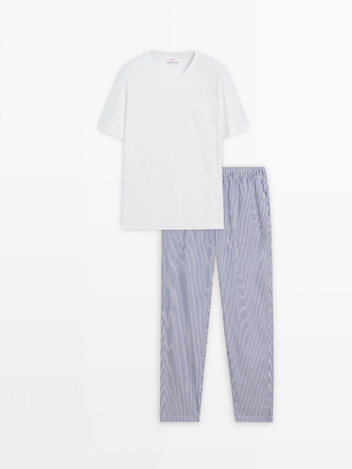 

Полосатые пижамные штаны и футболка с короткими рукавами Massimo Dutti, белый