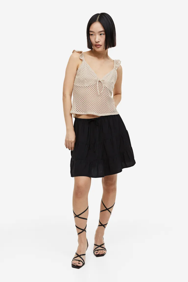 

Топ из джерси на шнуровке H&M, бежевый