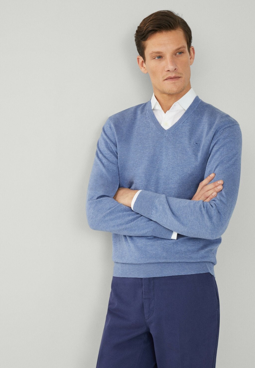 

Вязаный свитер V NECK Hackett London, цвет chambray blue