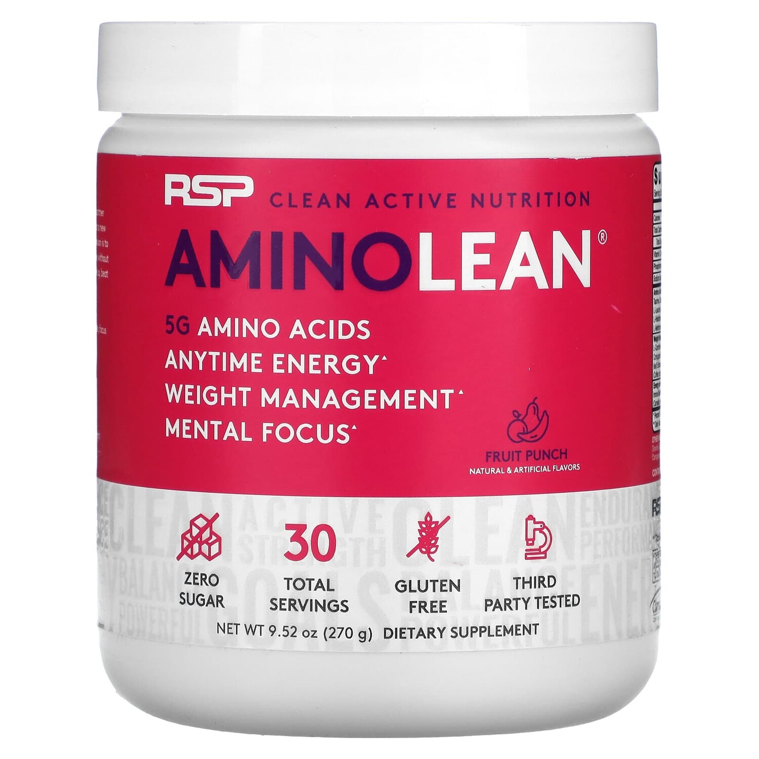 

AminoLean, смесь для приготовления энергетических напитков, фруктовый пунш, 270 г (9,52 унции), RSP Nutrition