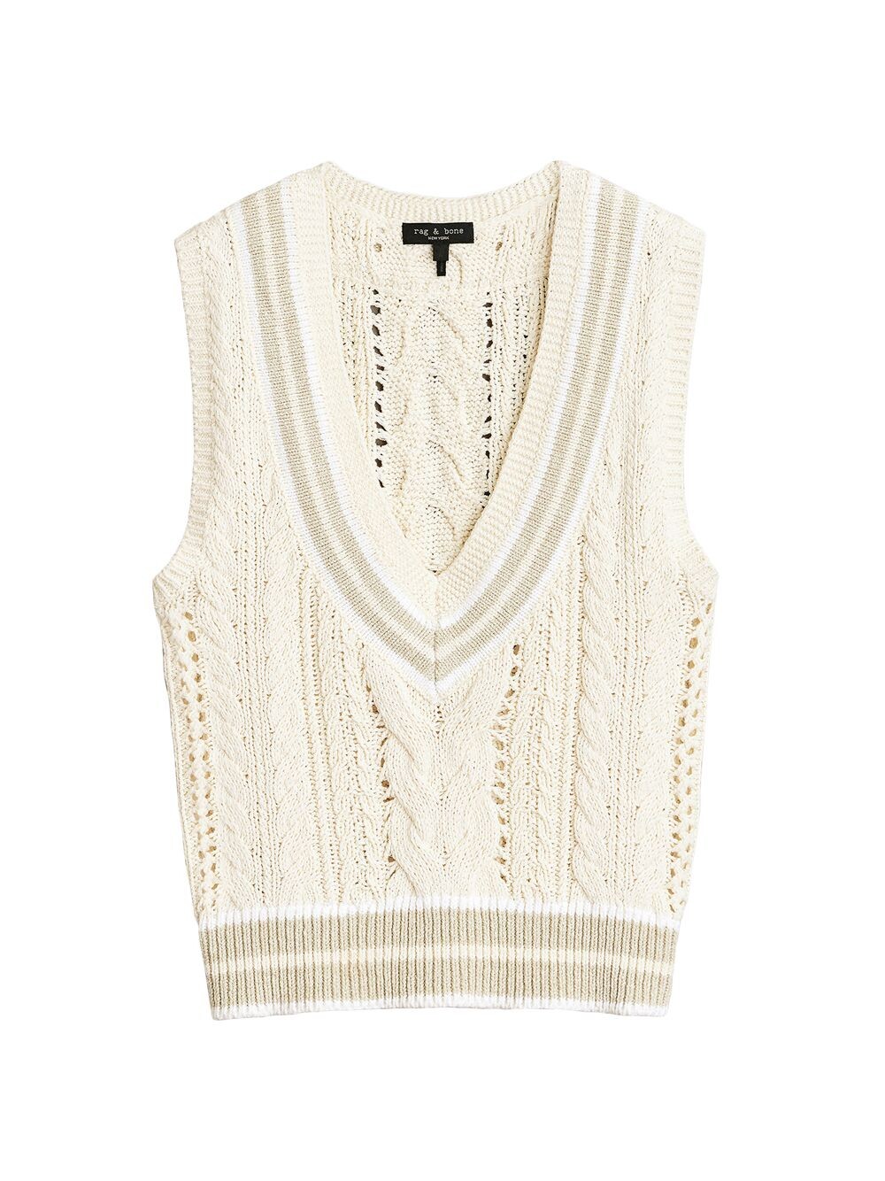 

Узкий жилет Brandi Stripe с косой вязкой rag & bone, слоновая кость