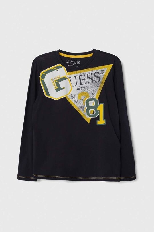 

Детская хлопковая рубашка Guess с длинными рукавами, темно-синий