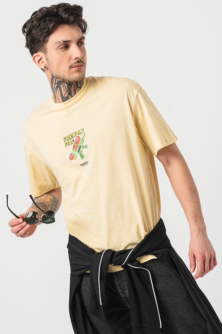 

Хлопковая футболка с овальным вырезом Jack & Jones, желтый