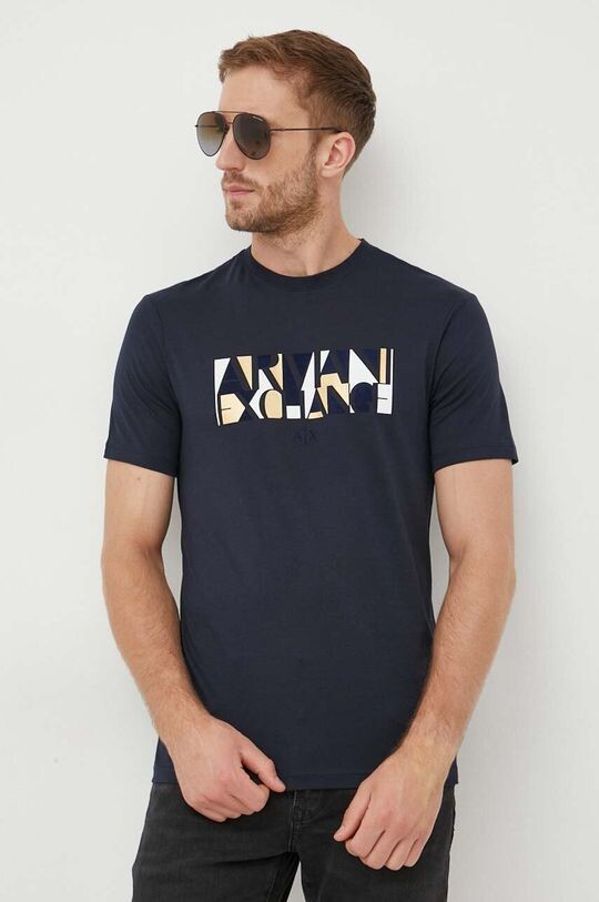 

Хлопковая футболка Armani Exchange, темно-синий