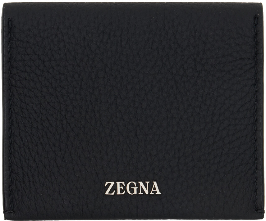 

Черный складной кожаный визитница Zegna