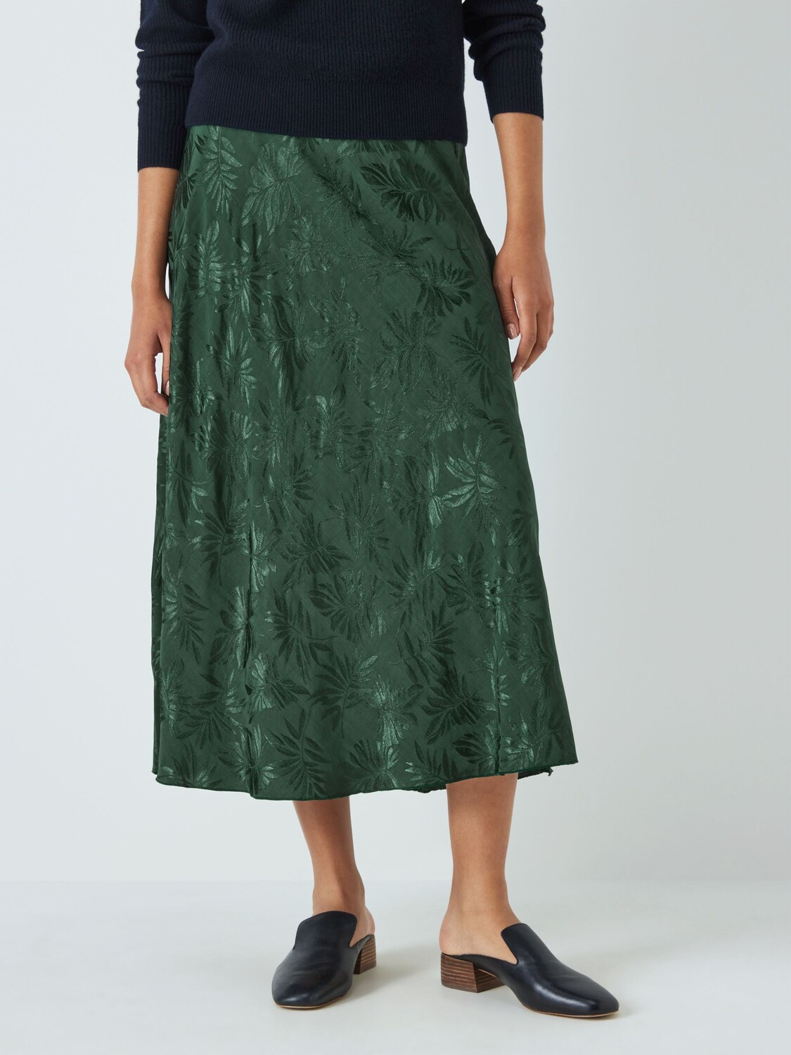 

Юбка John Lewis из атласа косого кроя с узором цвета сикомора зеленого цвета