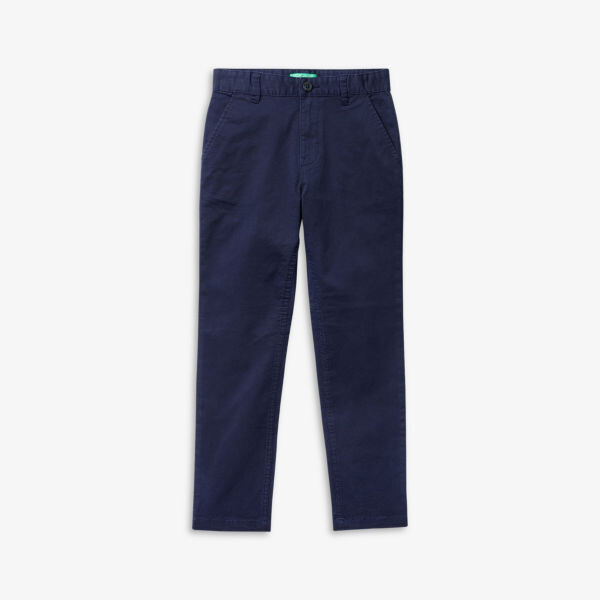 

Хлопковые чиносы прямого кроя стандартного кроя 6–14 лет Benetton, темно-синий