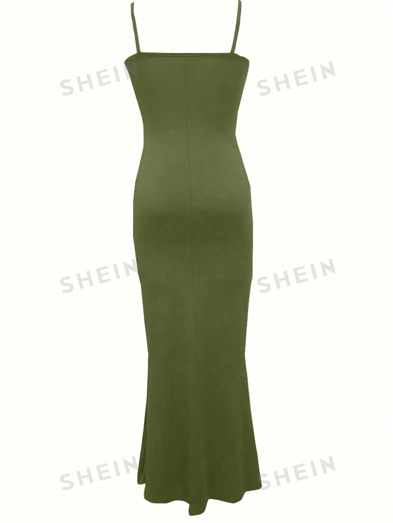 цена SHEIN Essnce женское однотонное платье на бретелях, зеленый