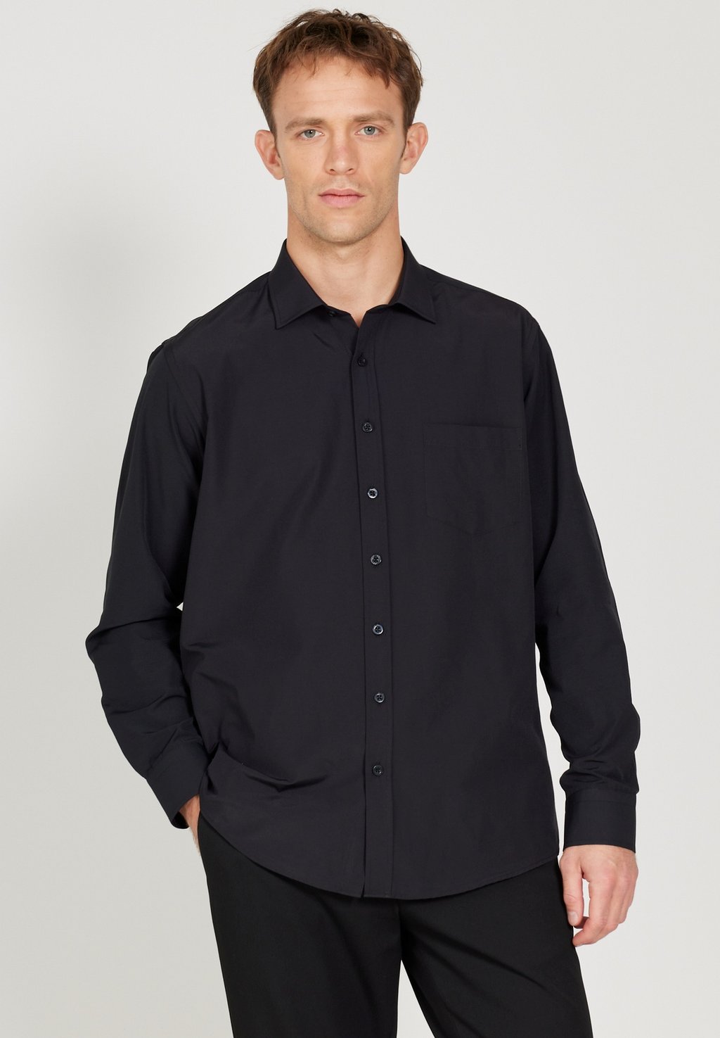 Рубашка COMFORT FIT LONG-SLEEVED CVC AC&CO / ALTINYILDIZ CLASSICS, цвет black деловая рубашка long sleeved cvc ac
