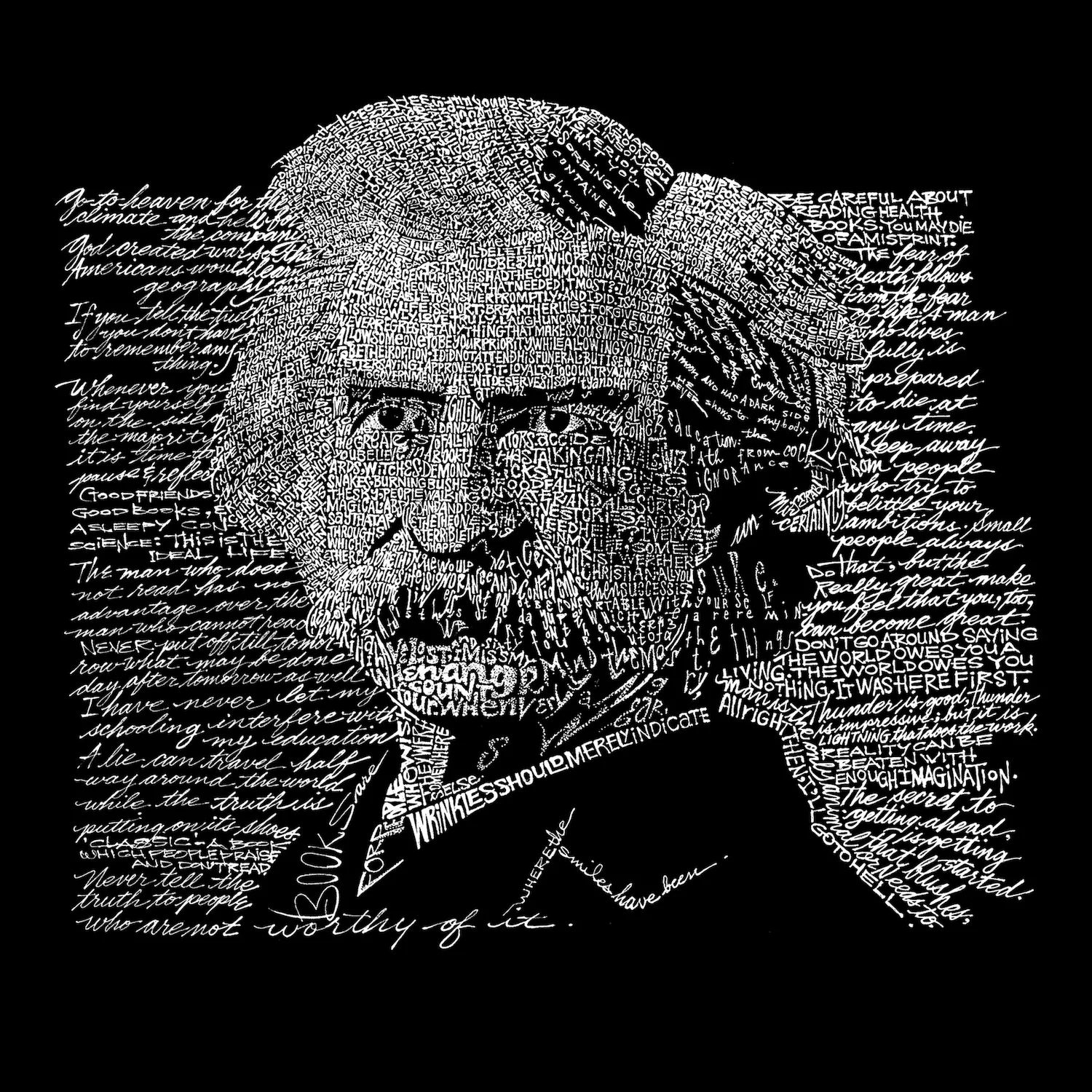 цена Марк Твен — мужская футболка с длинным рукавом Word Art LA Pop Art