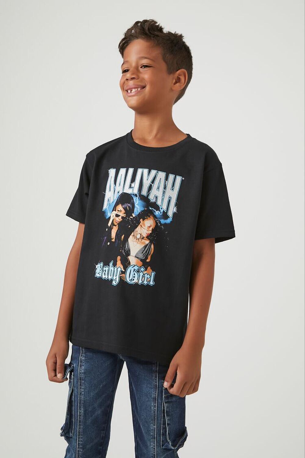 

Детская футболка с рисунком Aaliyah Forever 21, черный