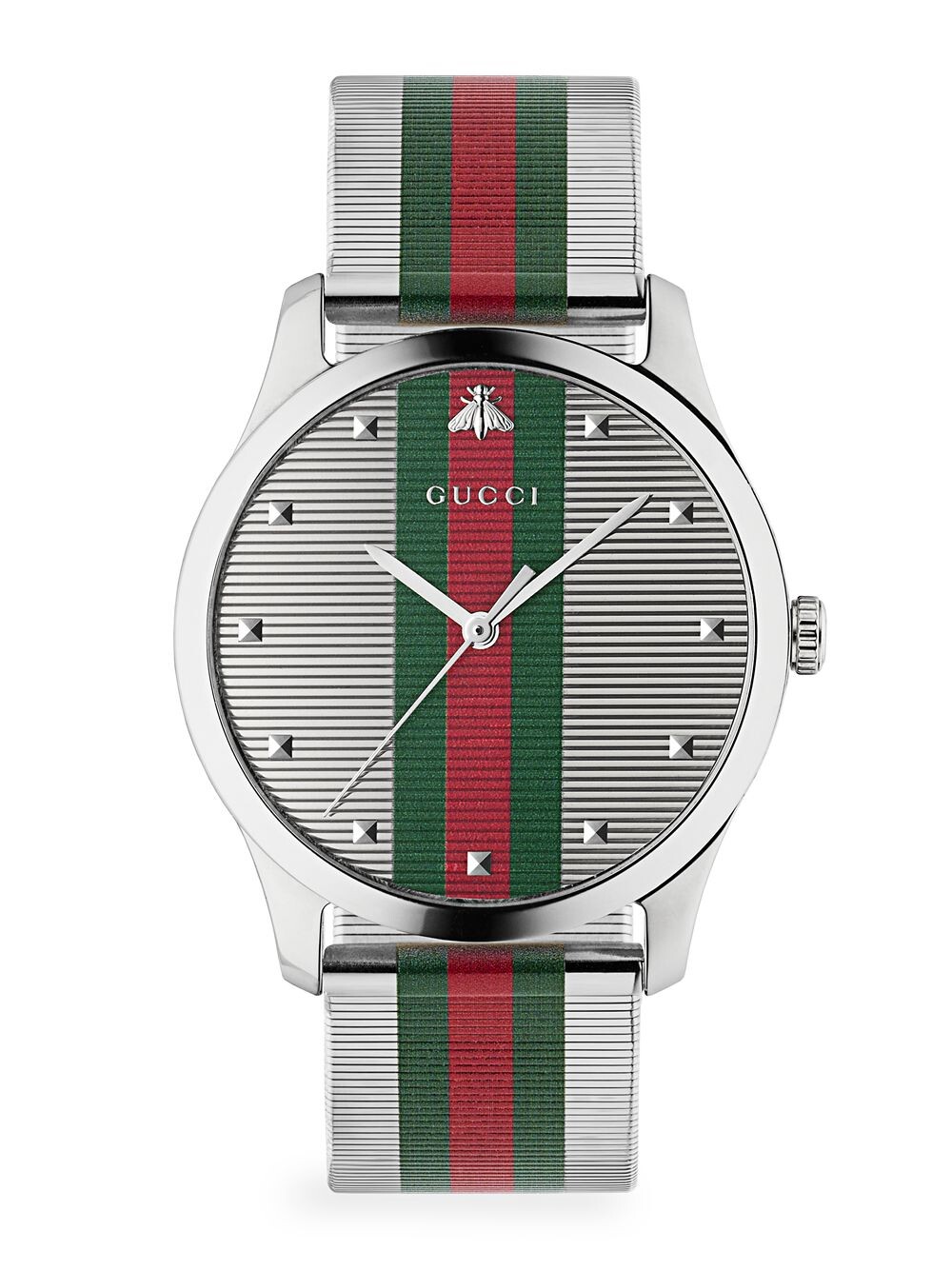

Часы G-Timeless с браслетом из нержавеющей стали и сетки Gucci, серебряный