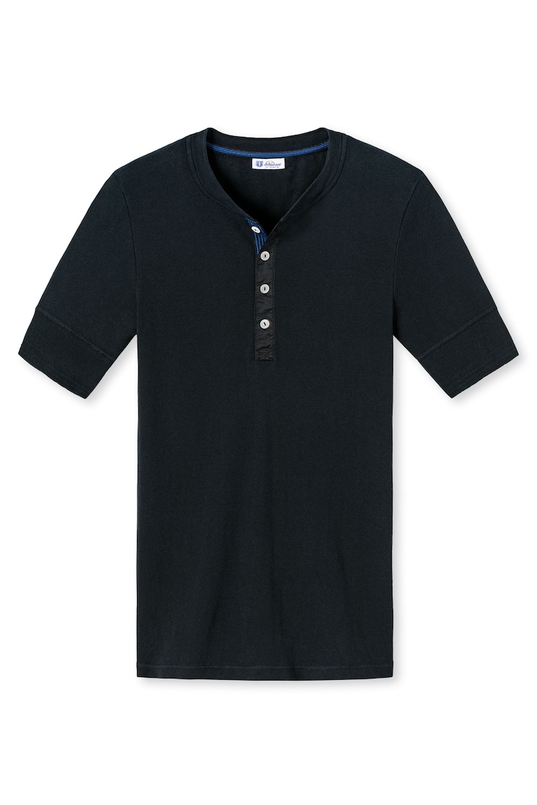 цена Хлопковая футболка с узором «хенли» Schiesser Revival, черный