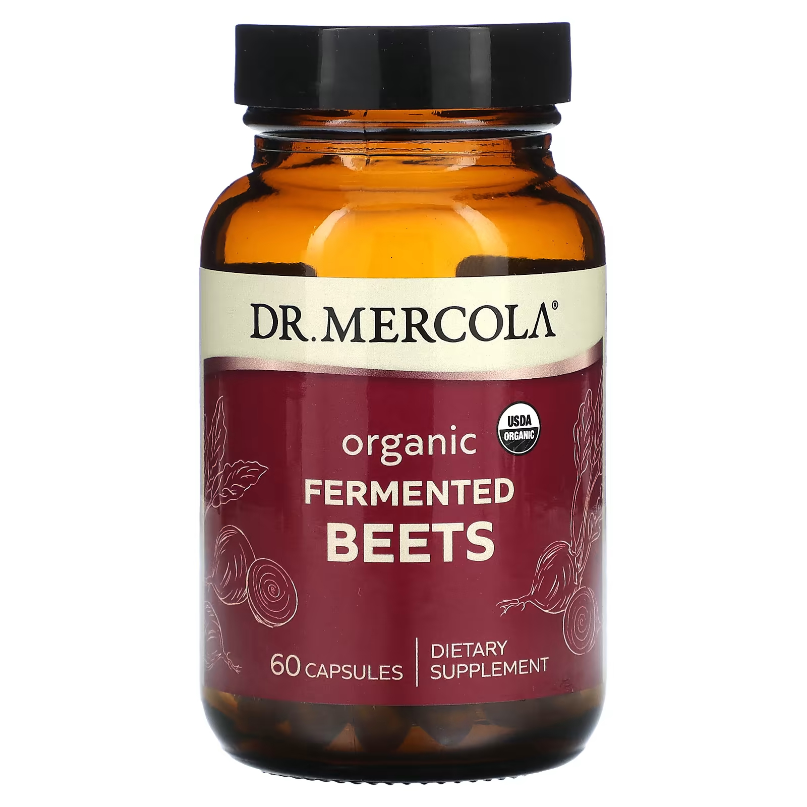 Органическая ферментированная свекла Dr. Mercola, 60 капсул dr mercola biodynamic органическая ферментированная моринга 90 таблеток