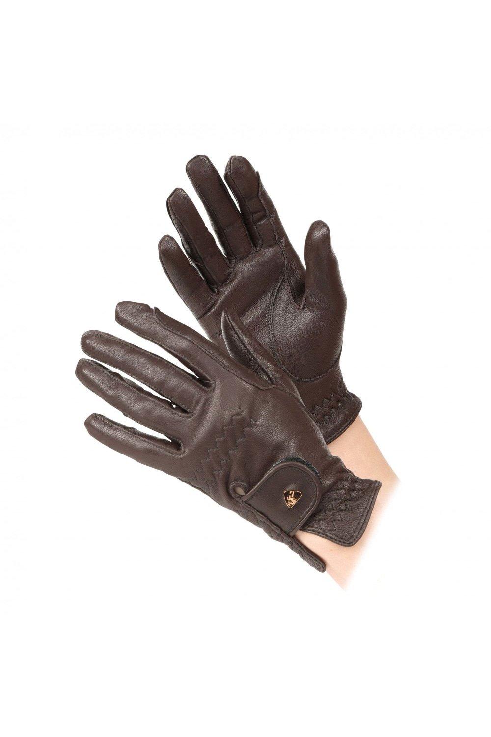 цена Кожаные перчатки для верховой езды Aubrion, коричневый
