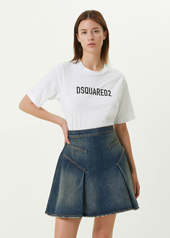 

Белая футболка с круглым вырезом и логотипом Dsquared2, Белый