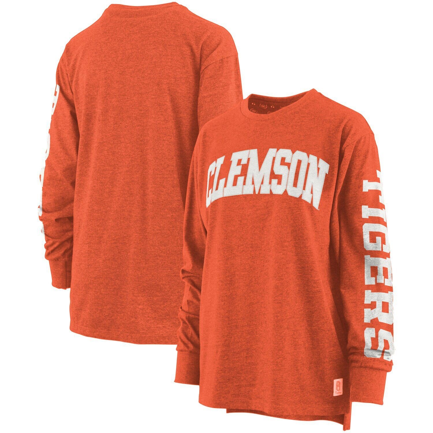 

Женская футболка Pressbox Orange Clemson Tigers Plus Size Two-Hit Canyon с длинным рукавом