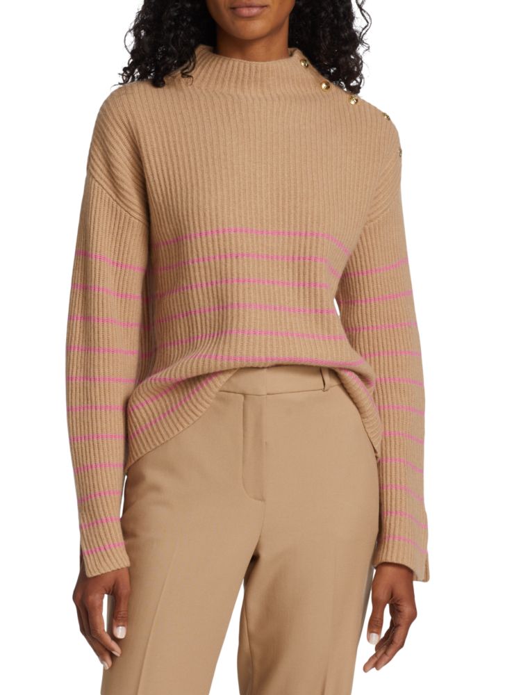 Полосатый свитер с воротником-стойкой Tahari, цвет Hazel