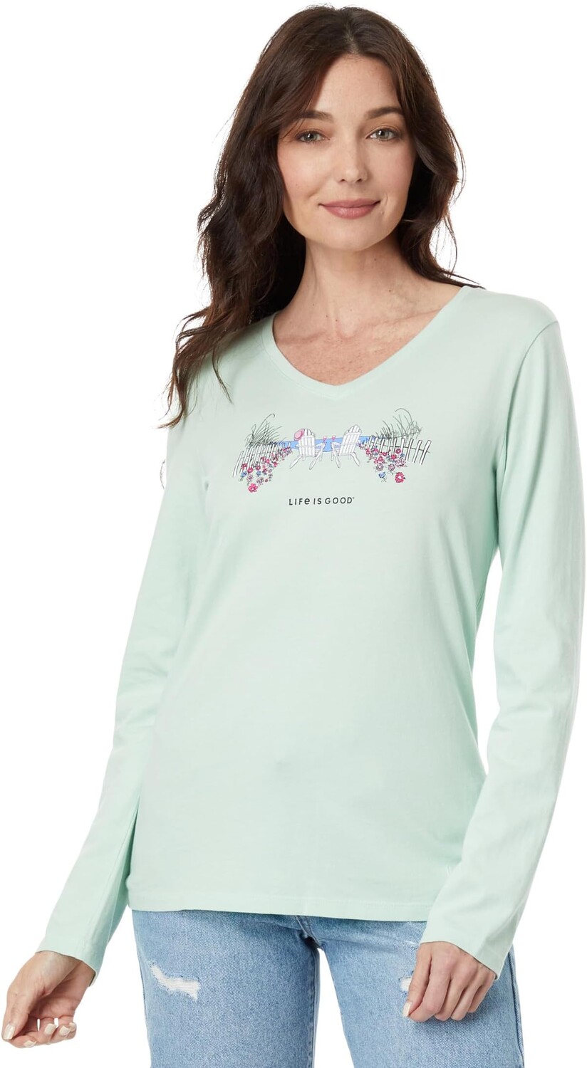 

Beach Path Long Sleeve Crusher Vee Life is Good, цвет Sage Green