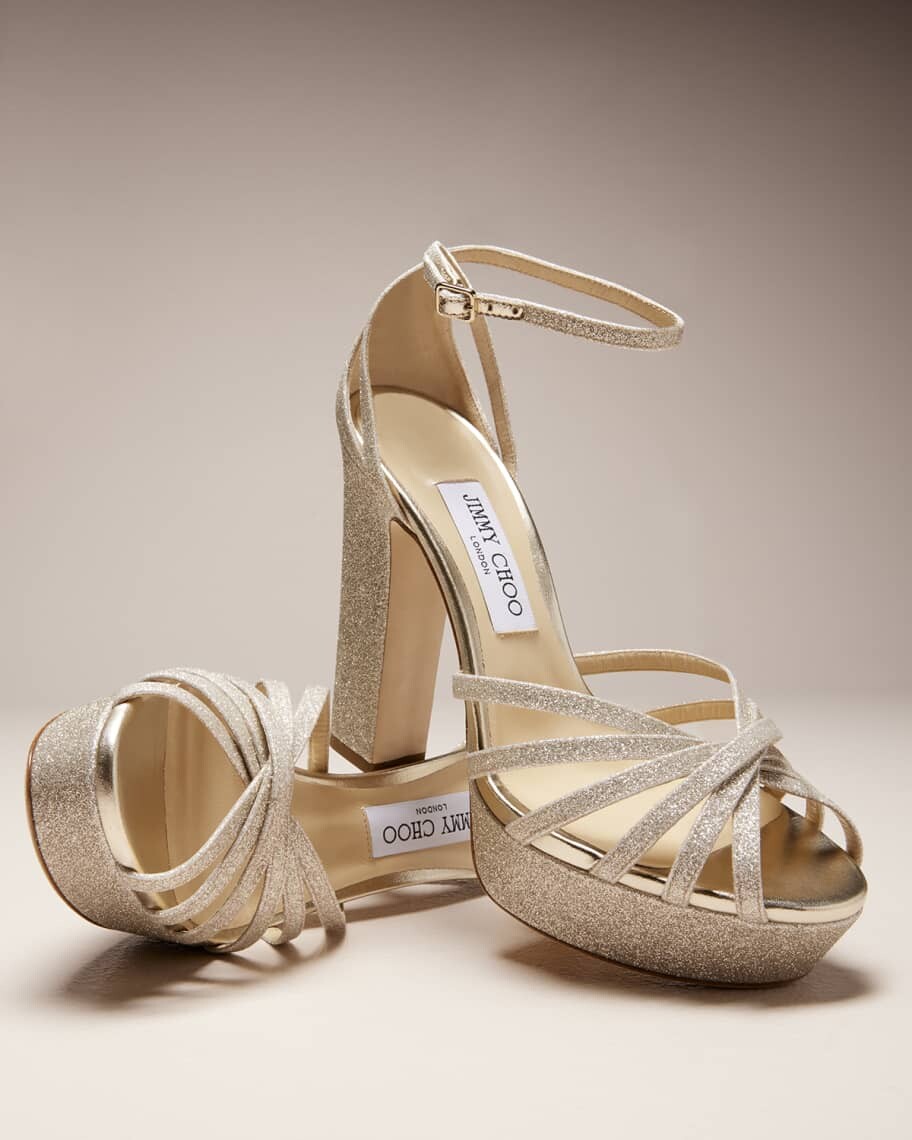 

Блестящие сандалии Isra на платформе с ремешком на щиколотке Jimmy Choo