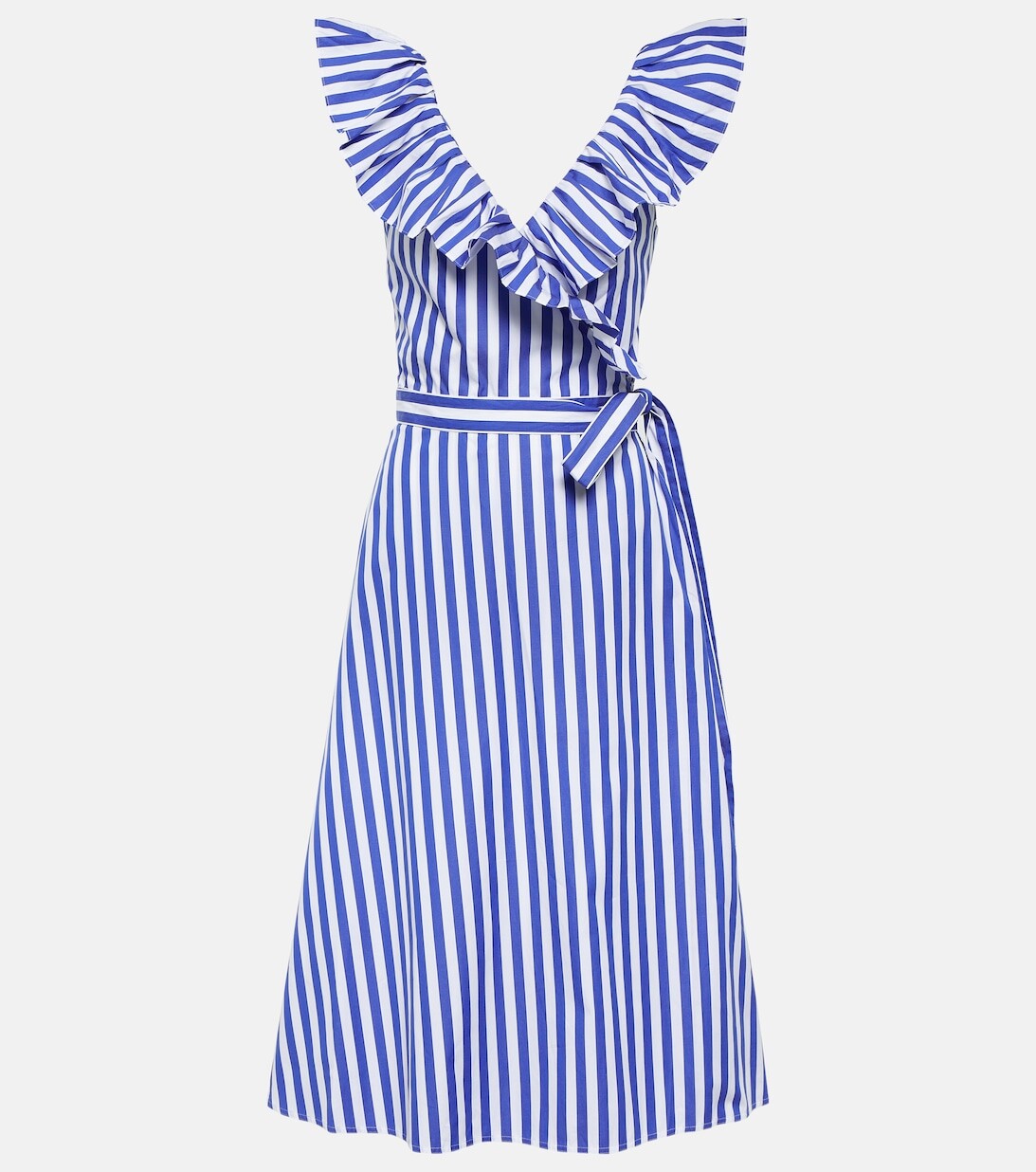 

Платье миди из хлопка в полоску POLO RALPH LAUREN, синий