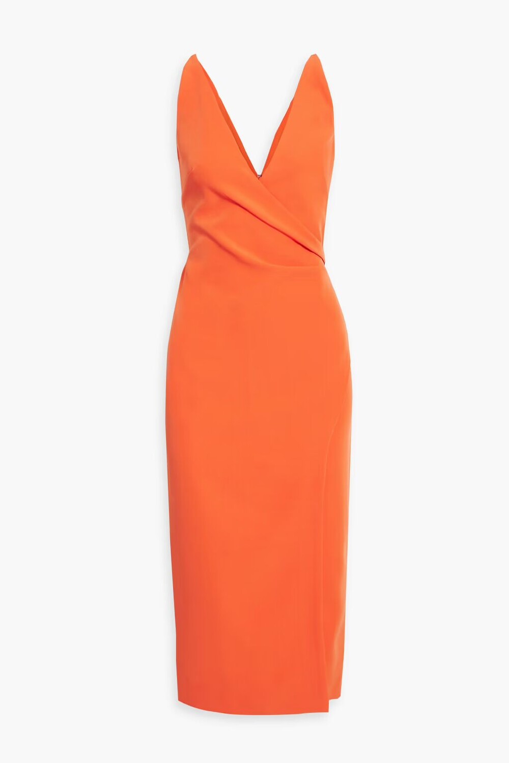 

Платье миди из эластичного крепа с запахом Halston, цвет Tomato red