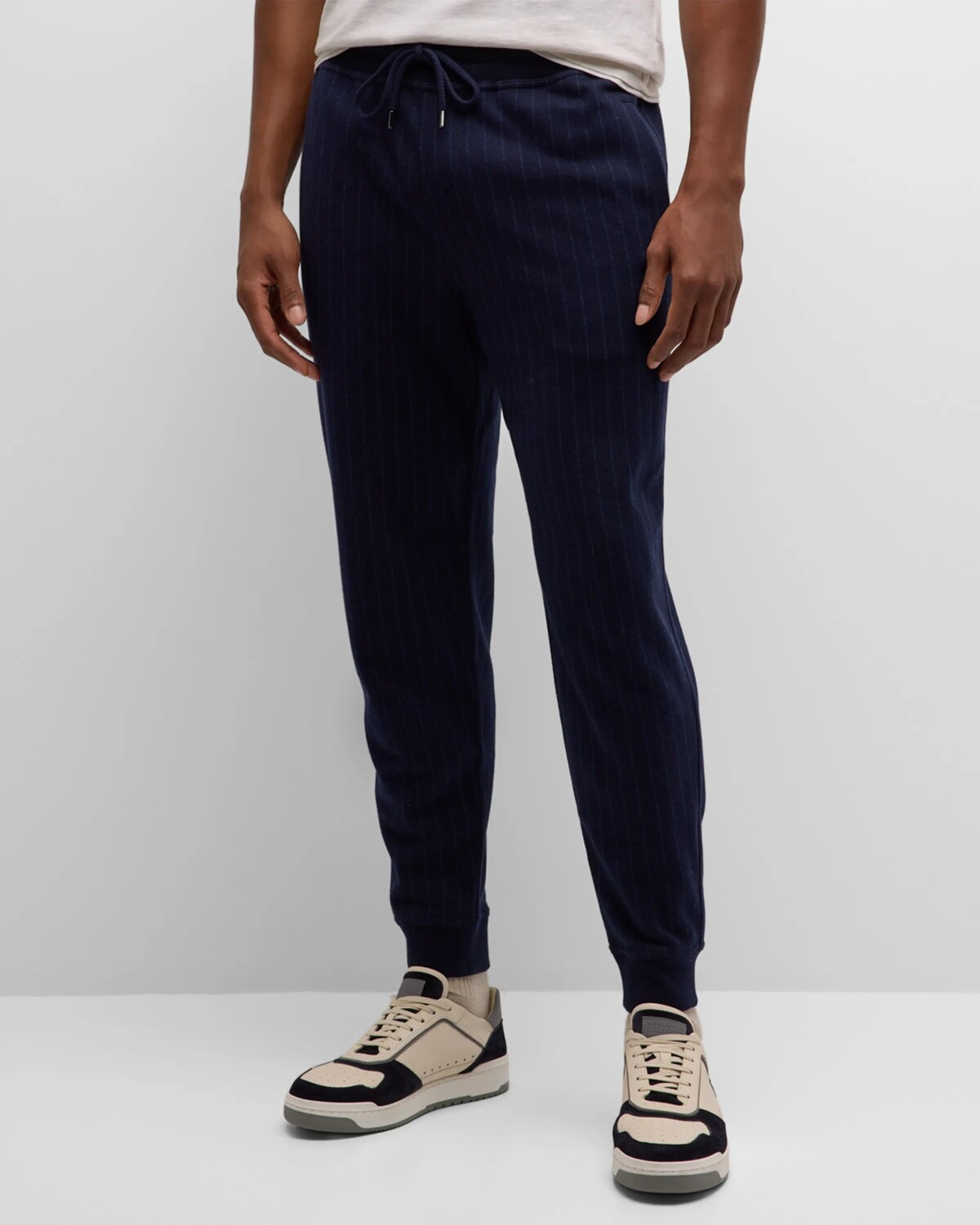 

Мужские спортивные штаны в тонкую полоску Brunello Cucinelli, цвет Cobalt
