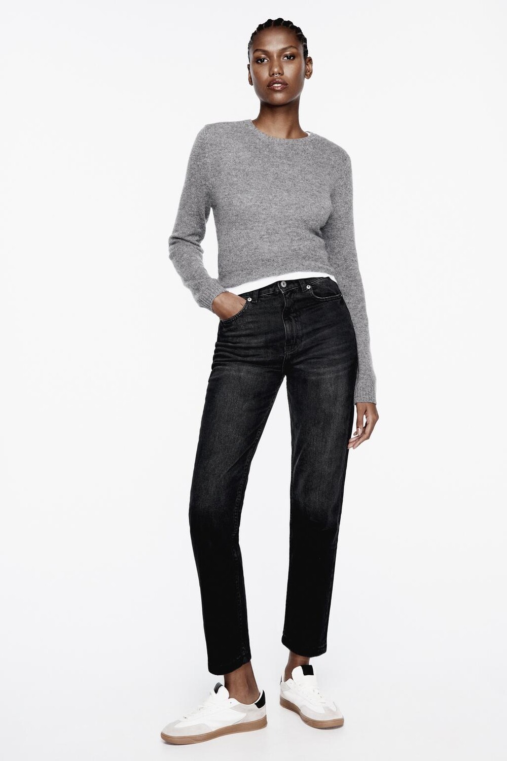 

Джинсы с высокой посадкой z1975 mom-fit ZARA, черный