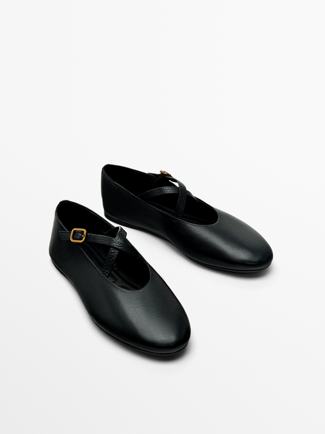 

Балетки с пересеченными бремями Massimo Dutti, черный