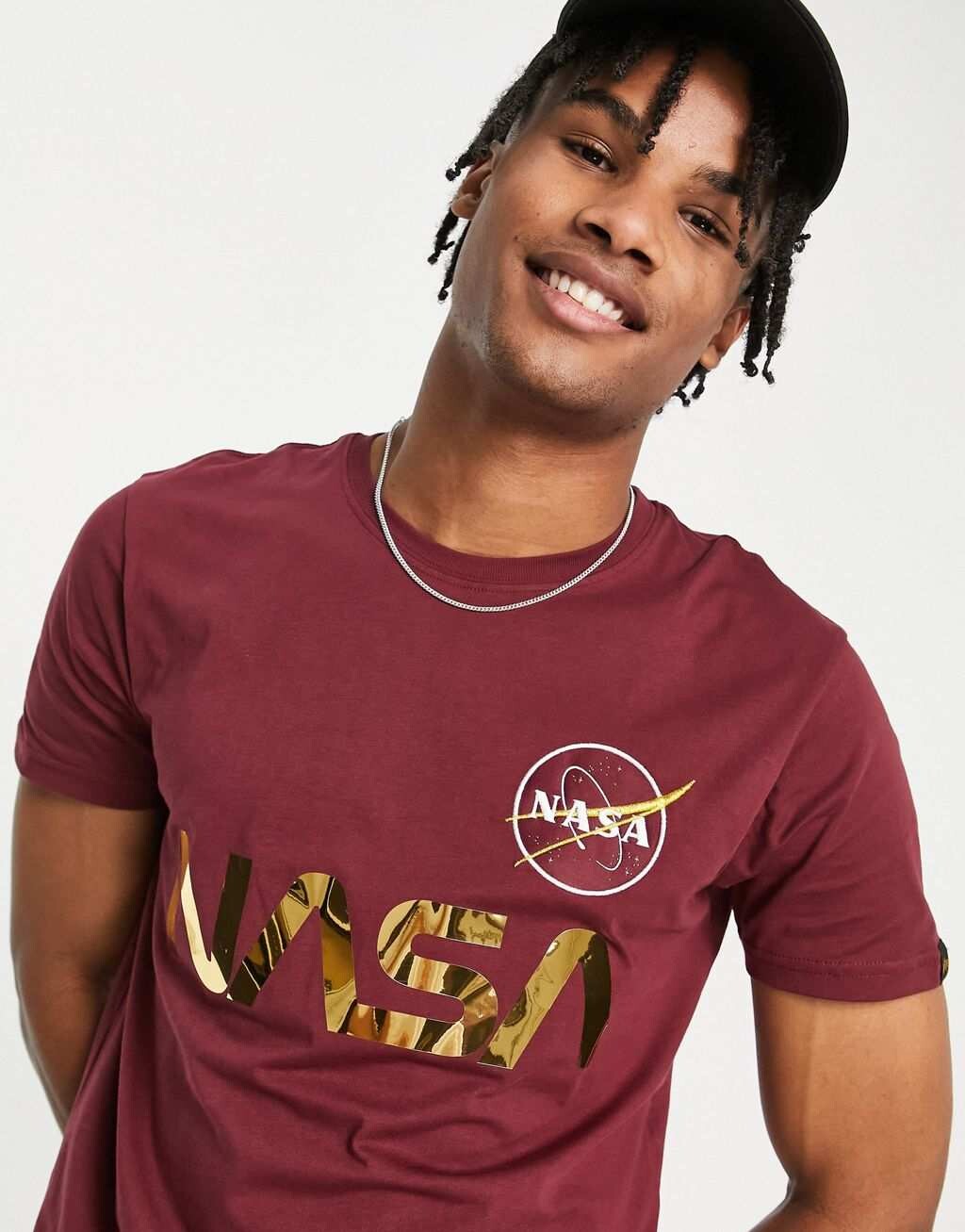 

Бордовая футболка со светоотражающим принтом Alpha Industries NASA, Красный