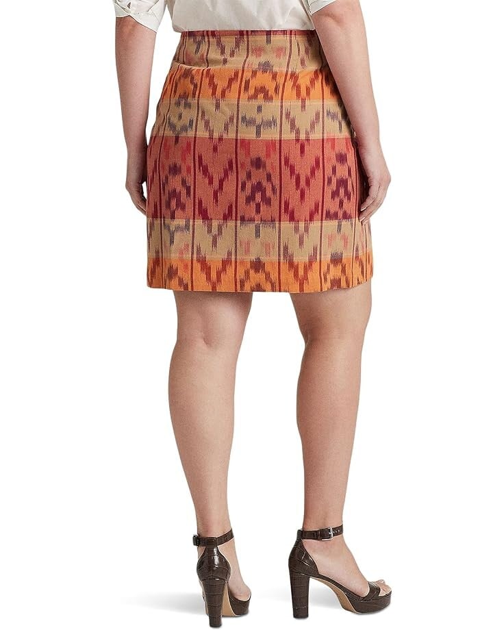 

Юбка LAUREN Ralph Lauren Plus Size Geo-Motif Cotton-Linen Wrap Skirt, цвет Berry Multi