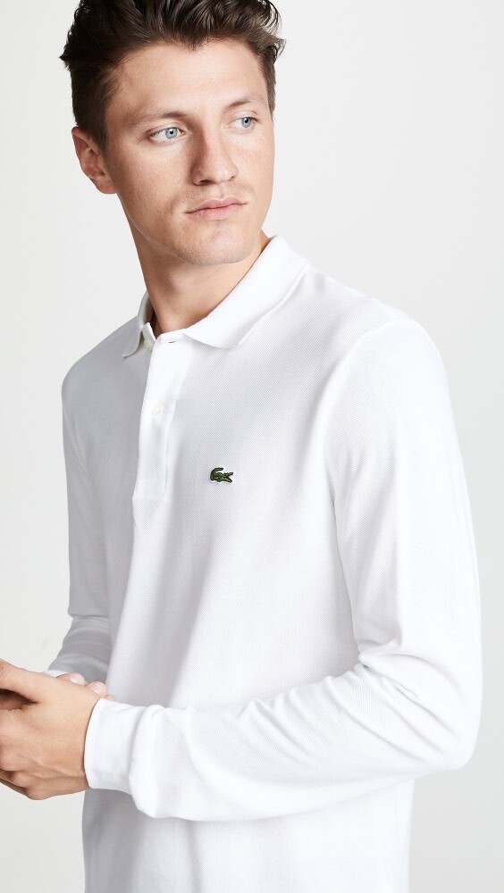 

Поло Lacoste Original Long Sleeve Cotton Pique, белый