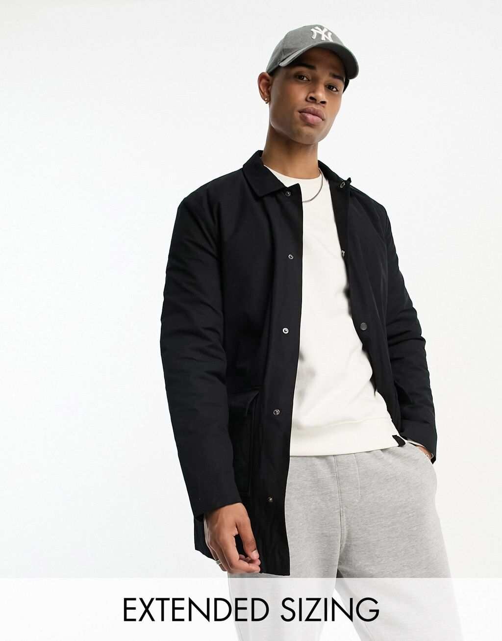 

Черный тренч на стеганой подкладке ASOS DESIGN