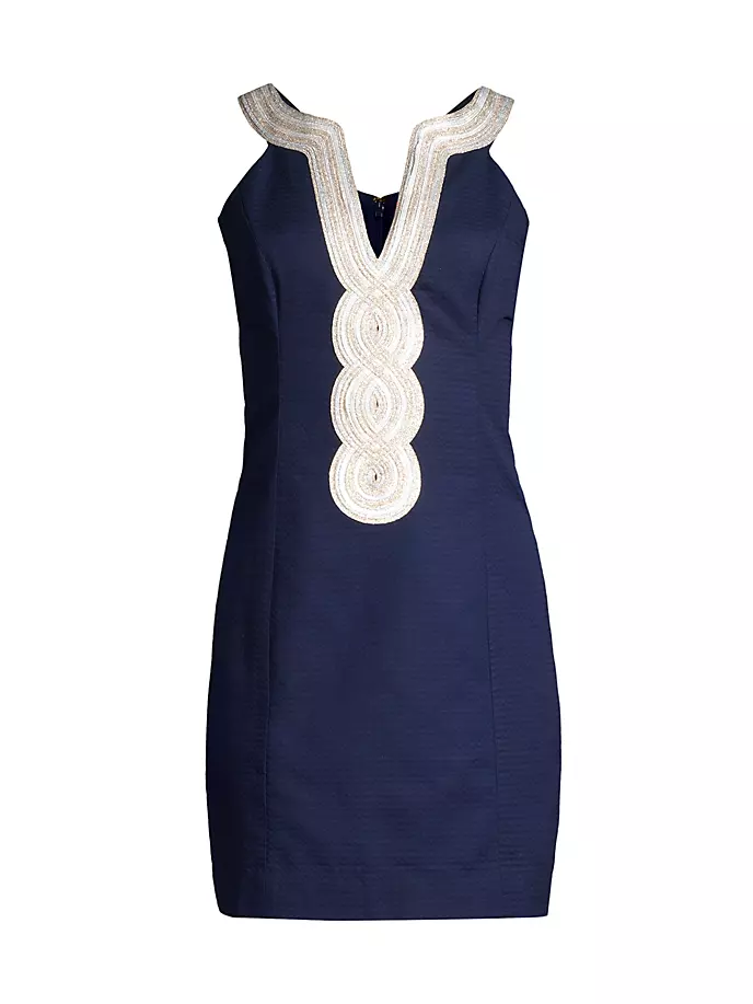 цена Сутажное платье-комбинация Valli с вышивкой Lilly Pulitzer, темно-синий